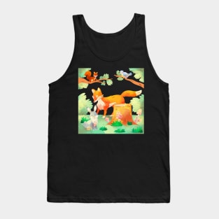 Watercolor Forest animal Tank Top